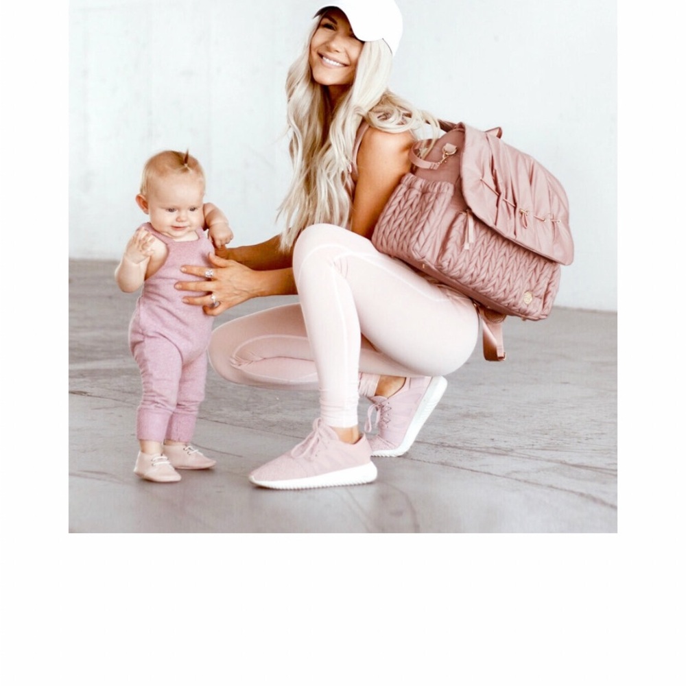 Chic Pink Quilted Diaper Bag